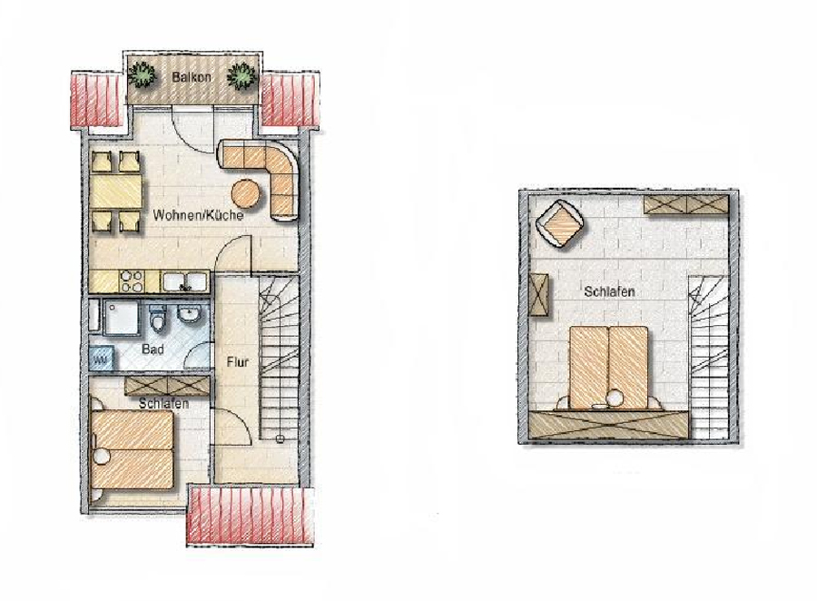 Grundriss der Ferienwohnung Lucky Island